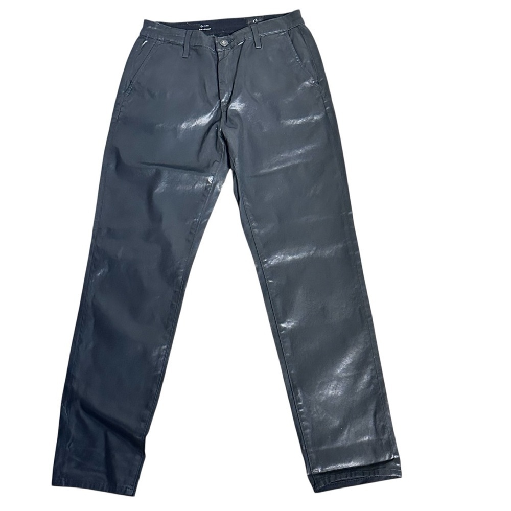 AG Adriano Goldschmied Women's Black Straight Leg Faux Leather Jeans 25 Biker